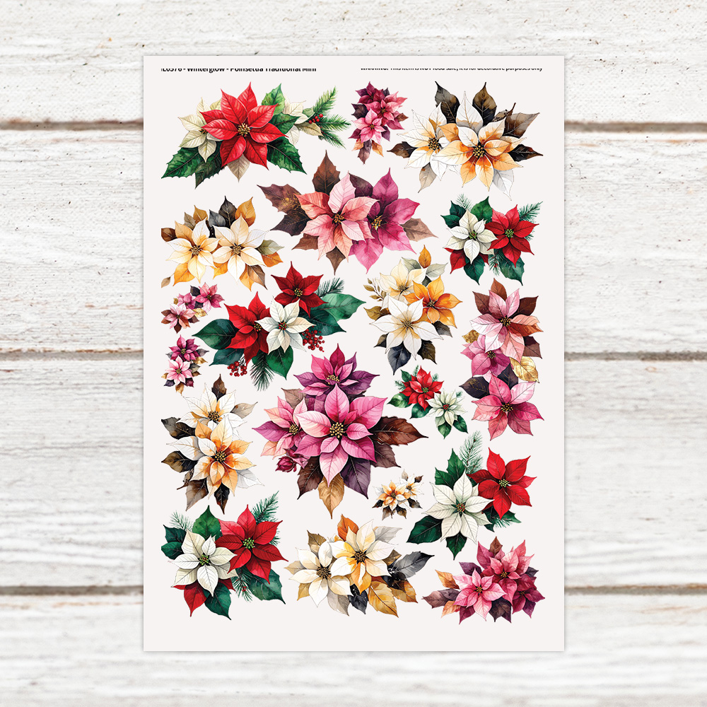 Highlight Luxe Winterglow Poinsettia Traditional Mini Resin Decal Sheet