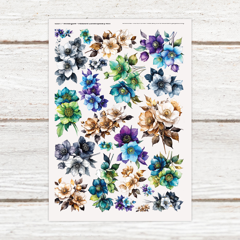 Highlight Luxe Winterglow Hellebore Contemporary Mini Resin Decal Sheet
