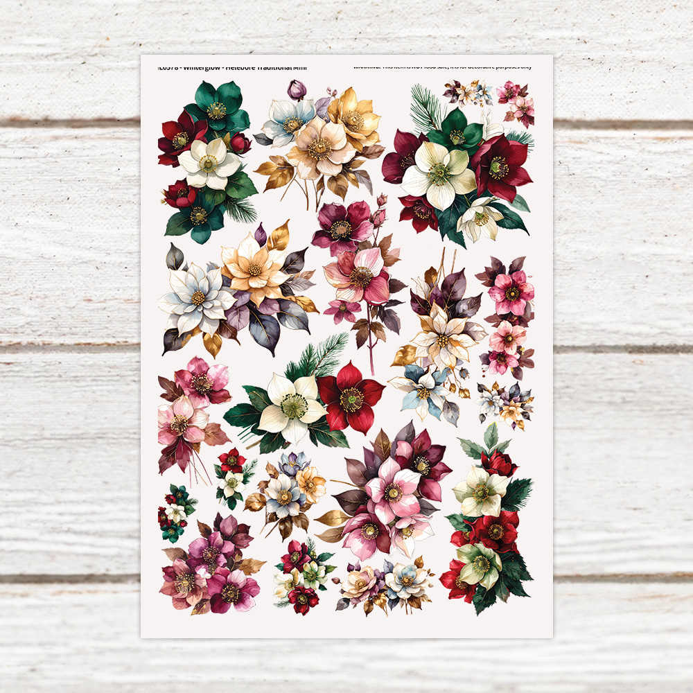 Highlight Luxe Winterglow Hellebore Traditional Mini Resin Decal Sheet