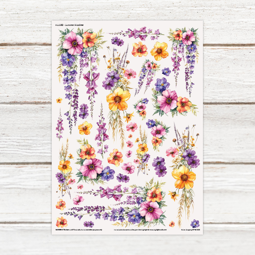 Highlight Luxe Summer Meadow Resin Decal Sheet