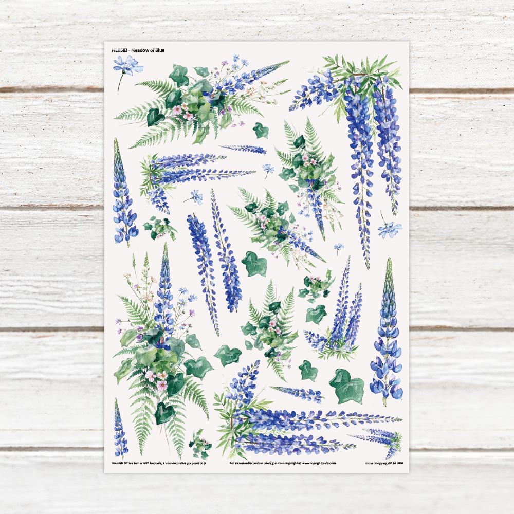 Highlight Luxe Meadow of Blue Resin Decal Sheet