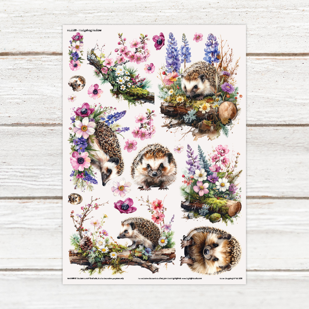 Highlight Luxe Hedgehog Hollow Resin Decal Sheet