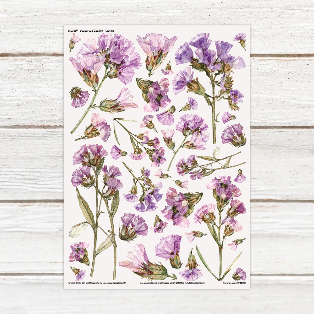 Highlight Luxe Preserved Garden Statice Resin Decal Sheet