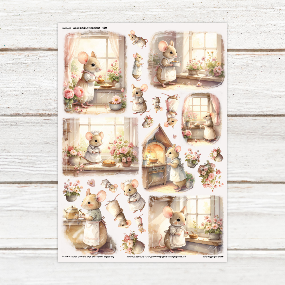 Highlight Luxe Woodland Companions Mice Resin Decal Sheet