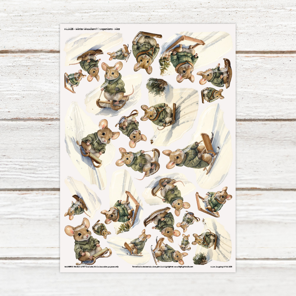 Highlight Luxe Winter Woodland Companions Mice Resin Decal Sheet