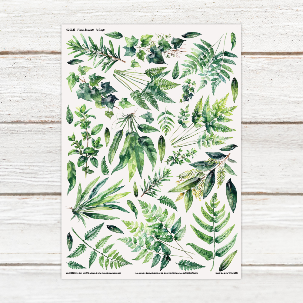 Highlight Luxe Floral Escape Foliage Resin Decal Sheet