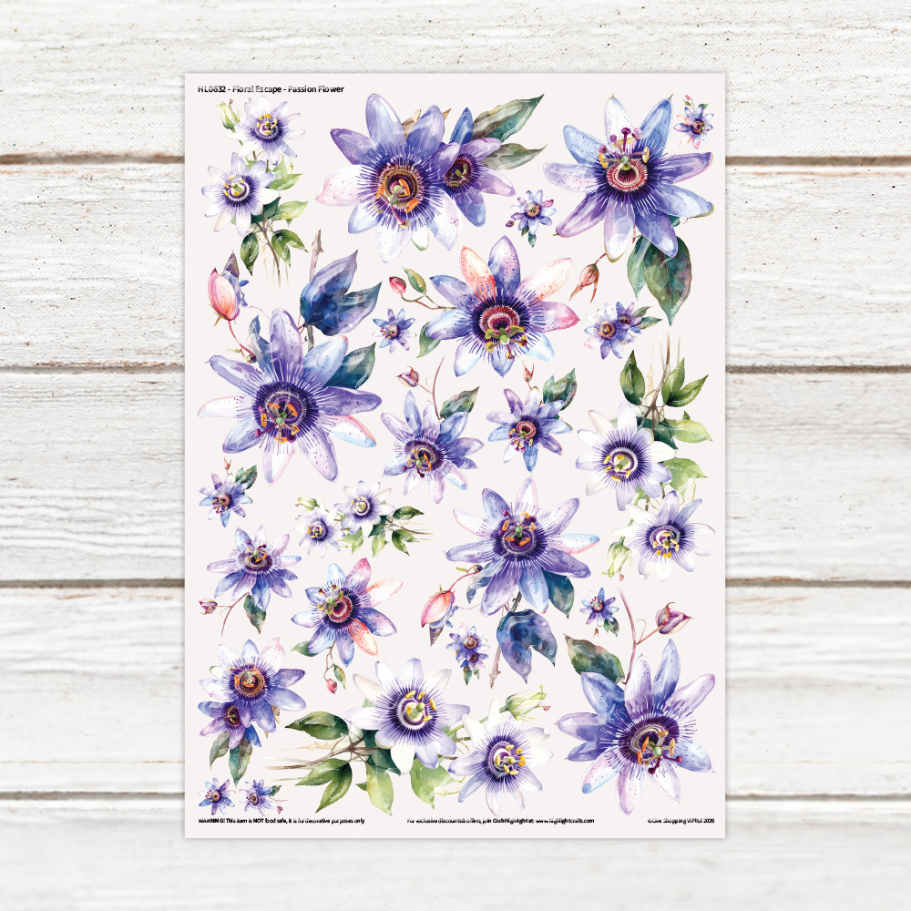 Highlight Luxe Floral Escape Passion Flower Resin Decal Sheet