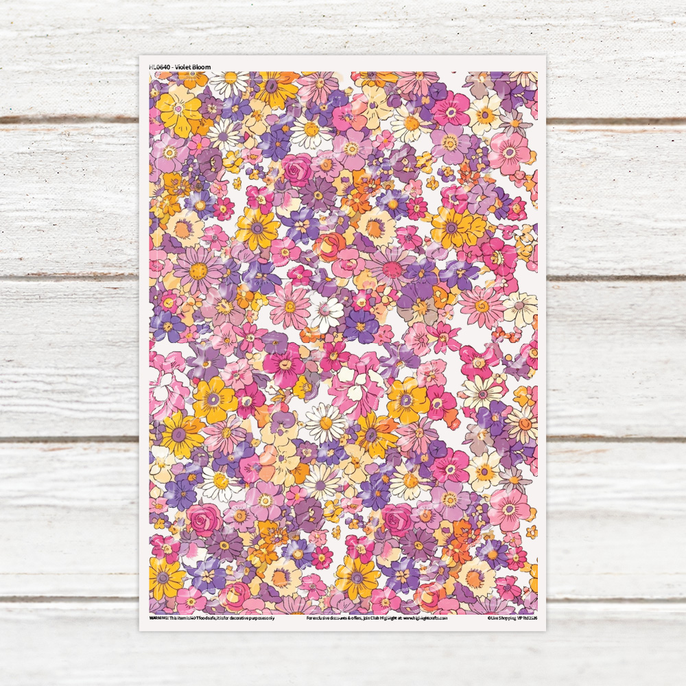 Highlight Luxe Violet Bloom Resin Decal Sheet