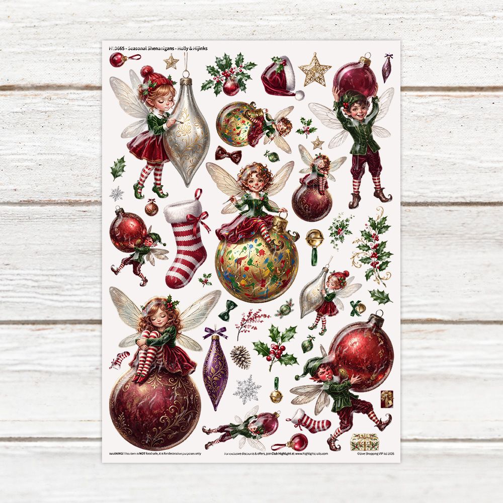 Highlight Luxe - Seasonal Shenanigans - Holly & Hijinks Resin Decal Sheet