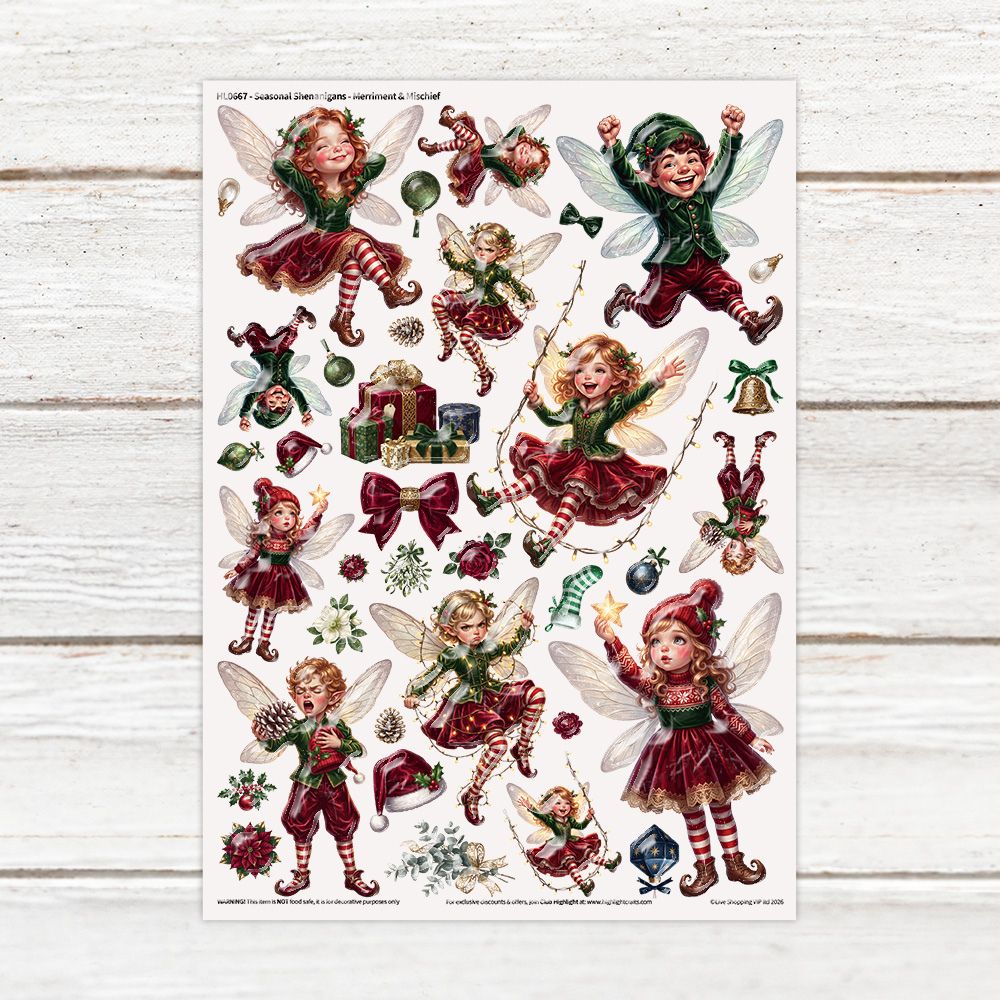 Highlight Luxe - Seasonal Shenanigans - Merriment & Mischief Resin Decal Sheet