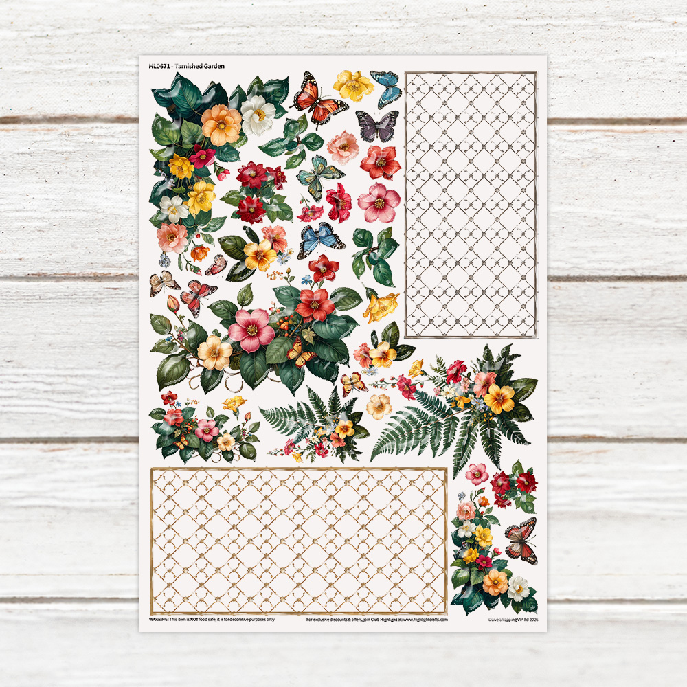 Highlight Luxe Tarnished Garden Resin Decal Sheet