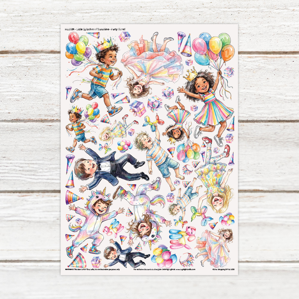 Highlight Luxe Little Splashes of Sunshine Party Time Resin Decal Sheet