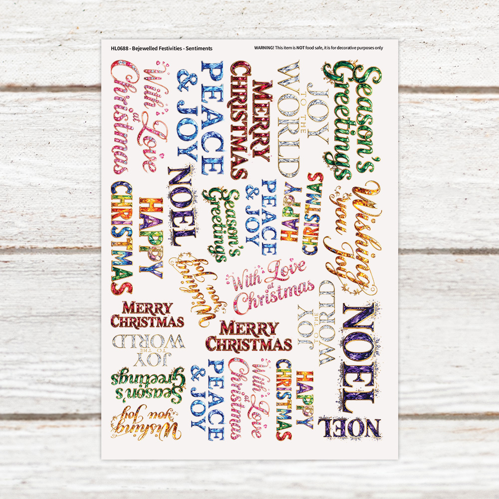 Highlight Luxe Bejewelled Festivities Sentiments Mini Resin Decal Sheet