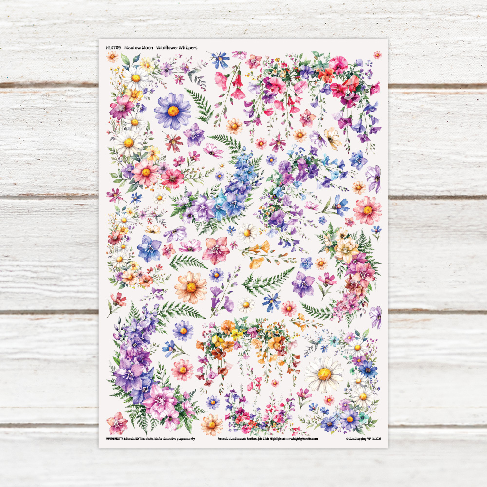 Highlight Luxe Meadow Moon Wildflower Whispers Resin Decal Sheet