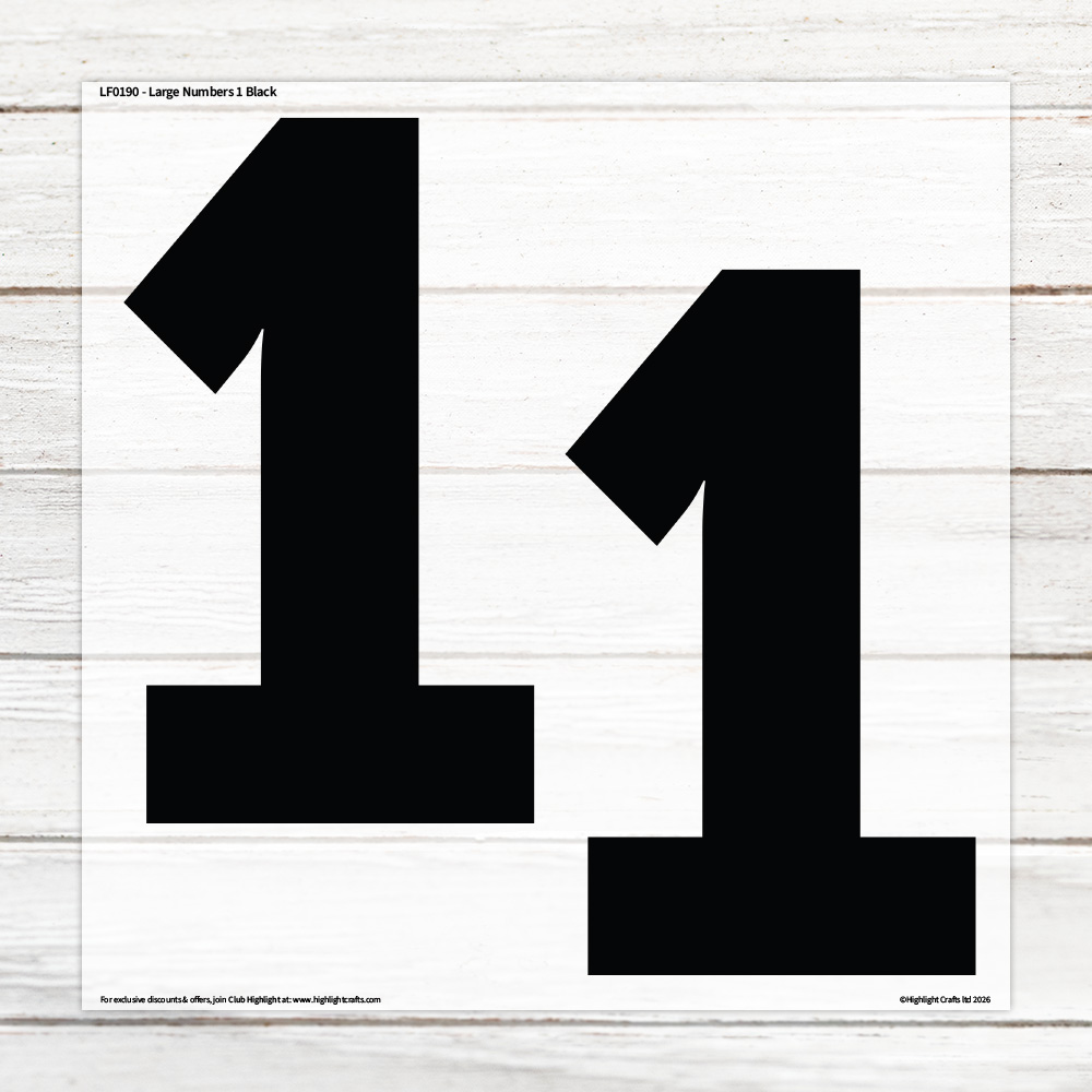 Highlight Luxe Large Numbers 1 Black Heat Transfer Sheet