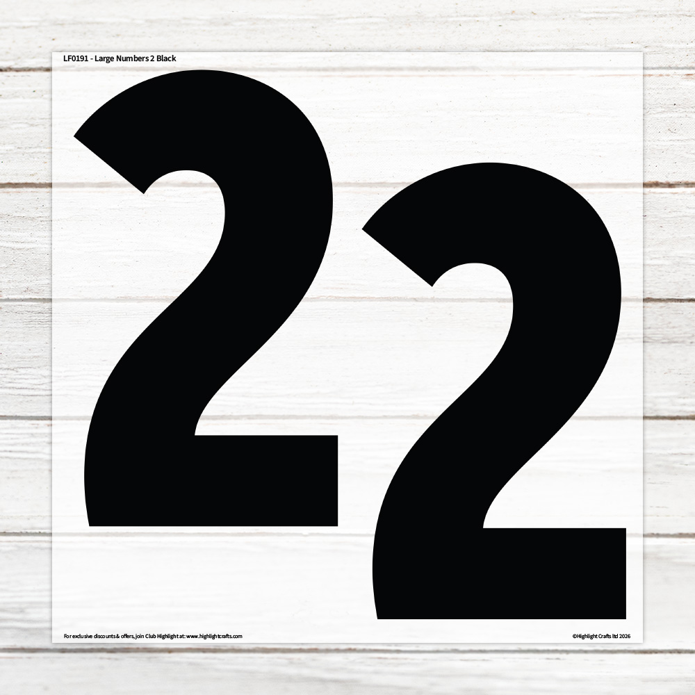 Highlight Luxe Large Numbers 2 Black Heat Transfer Sheet