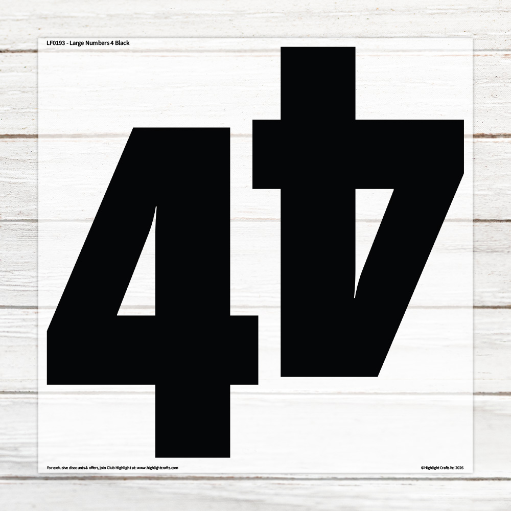 Highlight Luxe Large Numbers 4 Black Heat Transfer Sheet