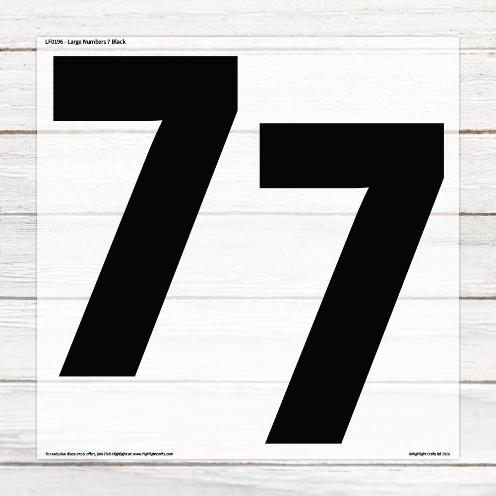 Highlight Luxe Large Numbers 7 Black Heat Transfer Sheet