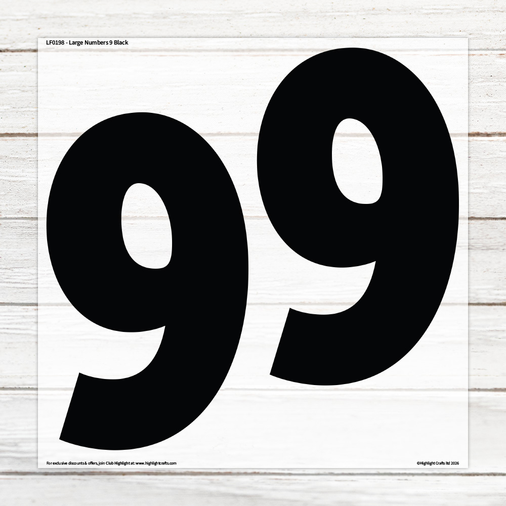 Highlight Luxe Large Numbers 9 Black Heat Transfer Sheet