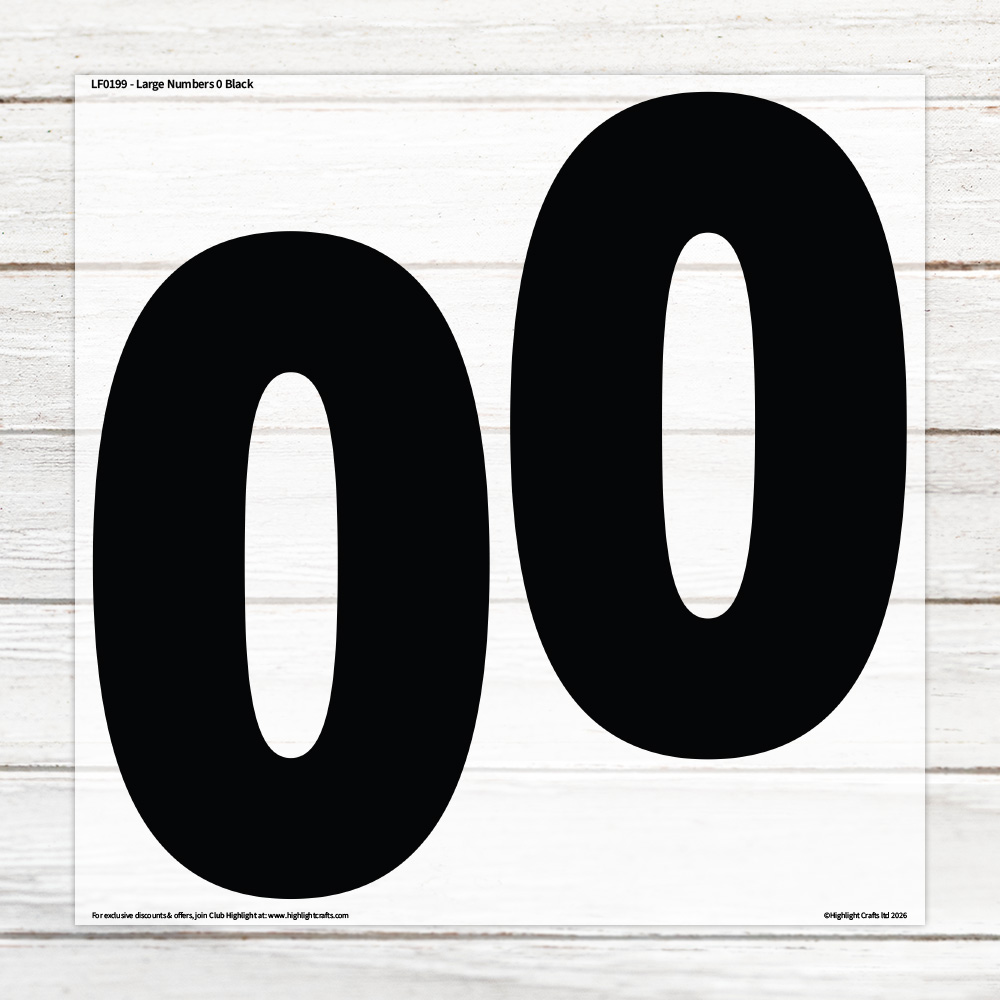 Highlight Luxe Large Numbers 0 Black Heat Transfer Sheet