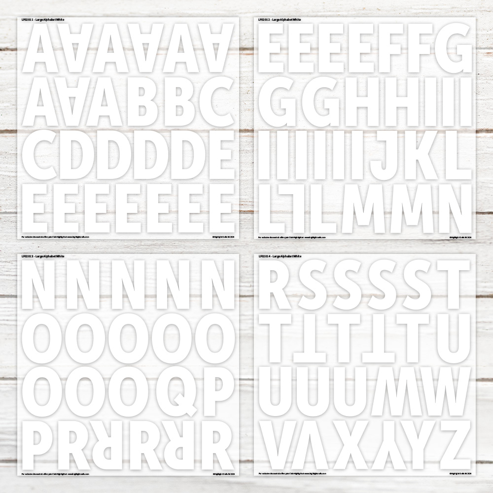 Highlight Luxe Large Alphabet White Heat Transfer Sheet Set (4pcs)