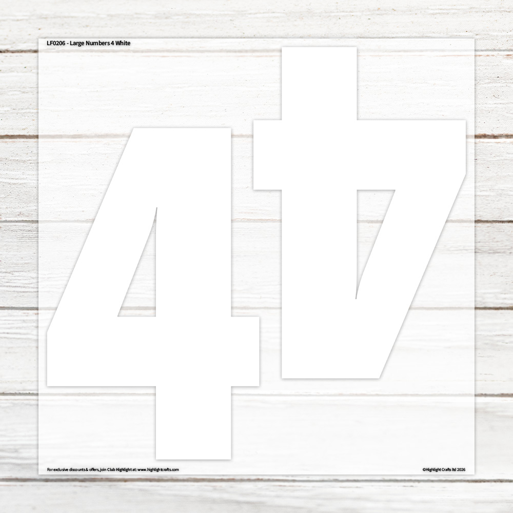 Highlight Luxe Large Numbers 4 White Heat Transfer Sheet