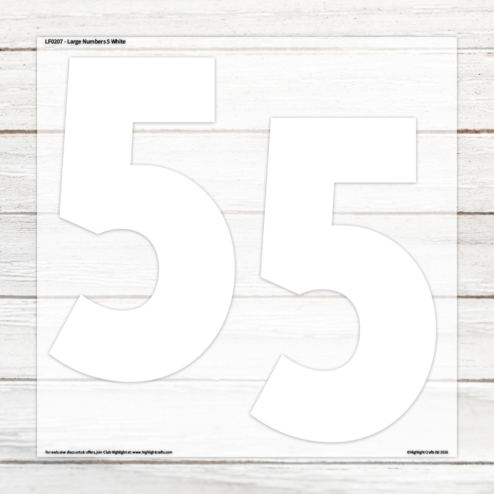 Highlight Luxe Large Numbers 5 White Heat Transfer Sheet