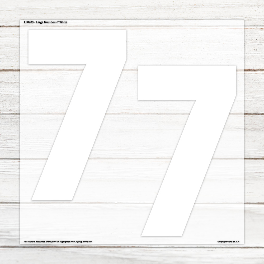 Highlight Luxe Large Numbers 7 White Heat Transfer Sheet