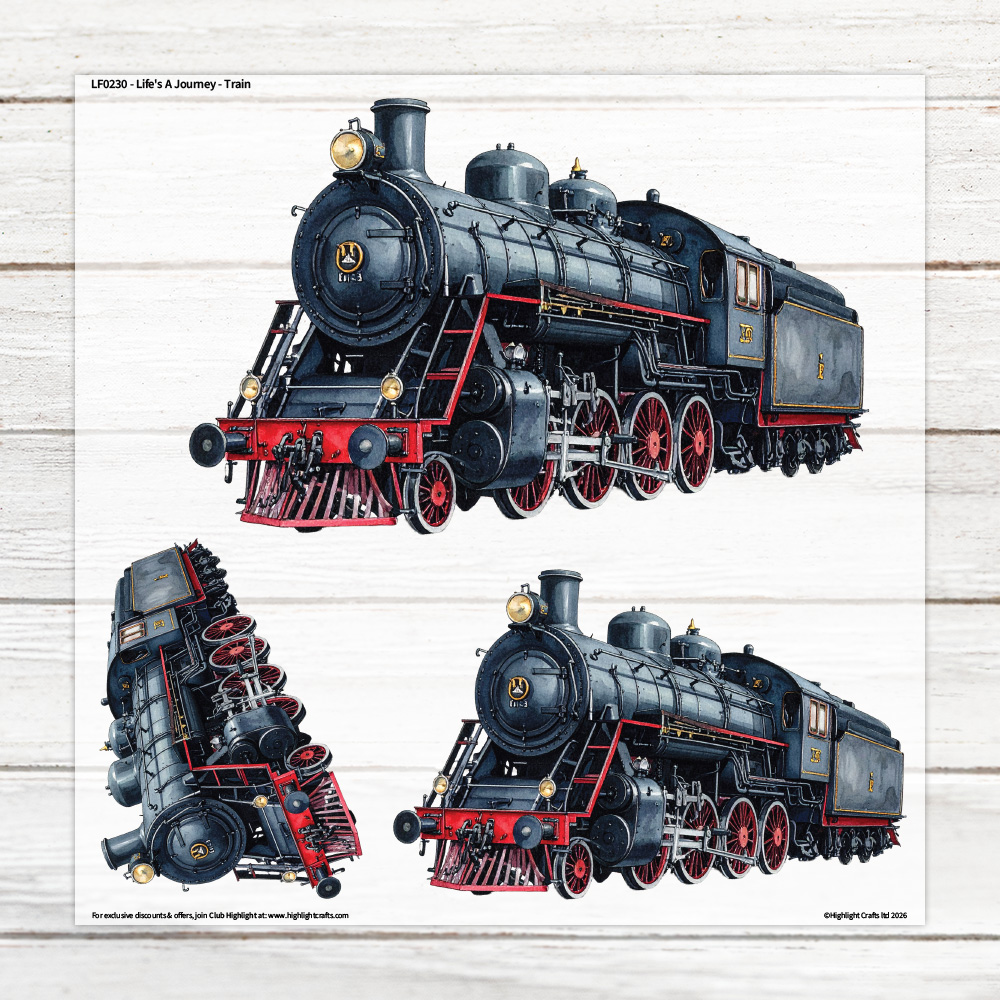 Highlight Luxe Life's A Journey Train Large Heat Transfer Sheet