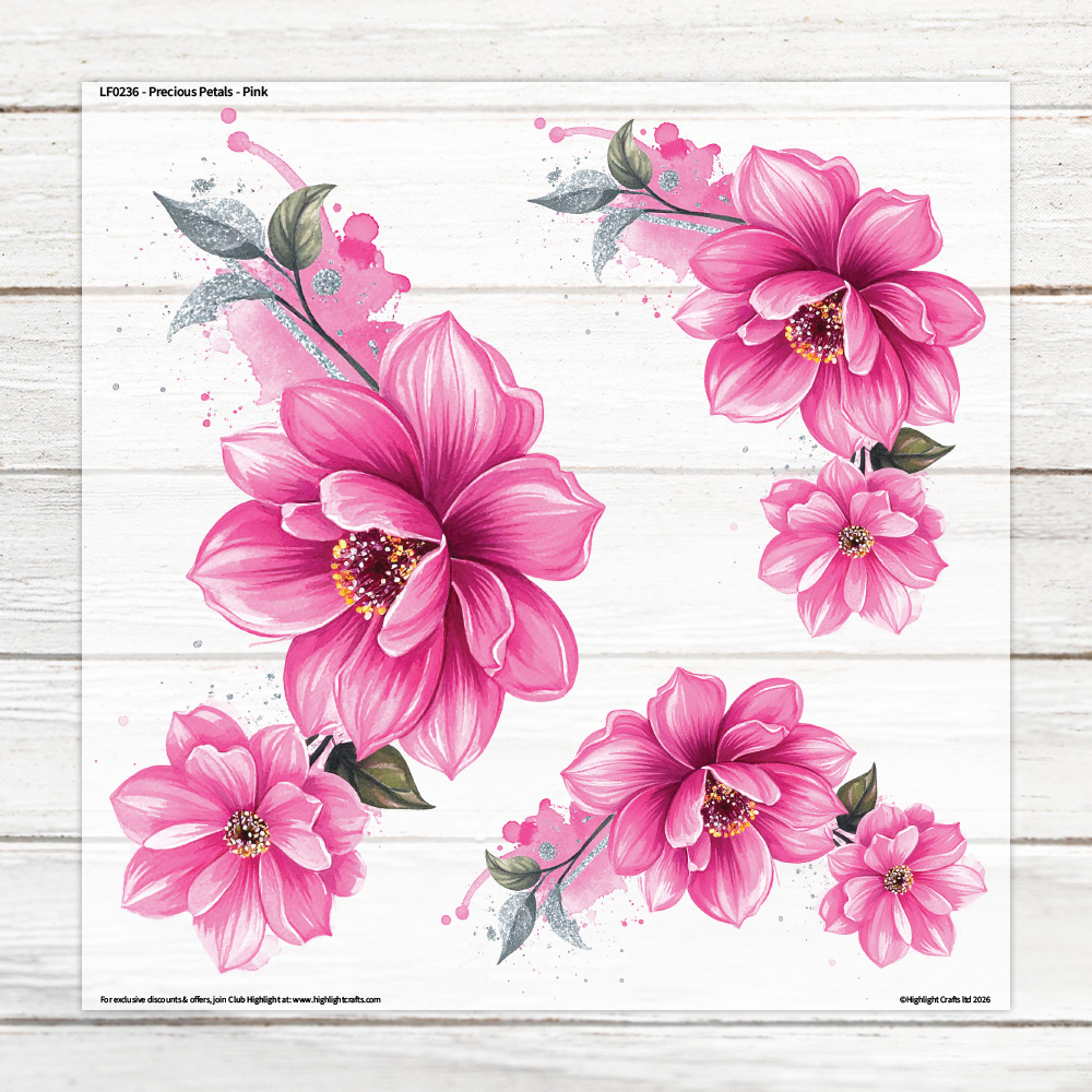 Highlight Luxe Precious Petals Pink Large Heat Transfer Sheet