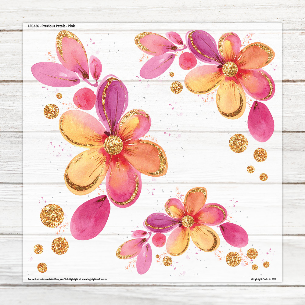 Highlight Luxe Precious Petals Faux Glitter Large Heat Transfer Sheet
