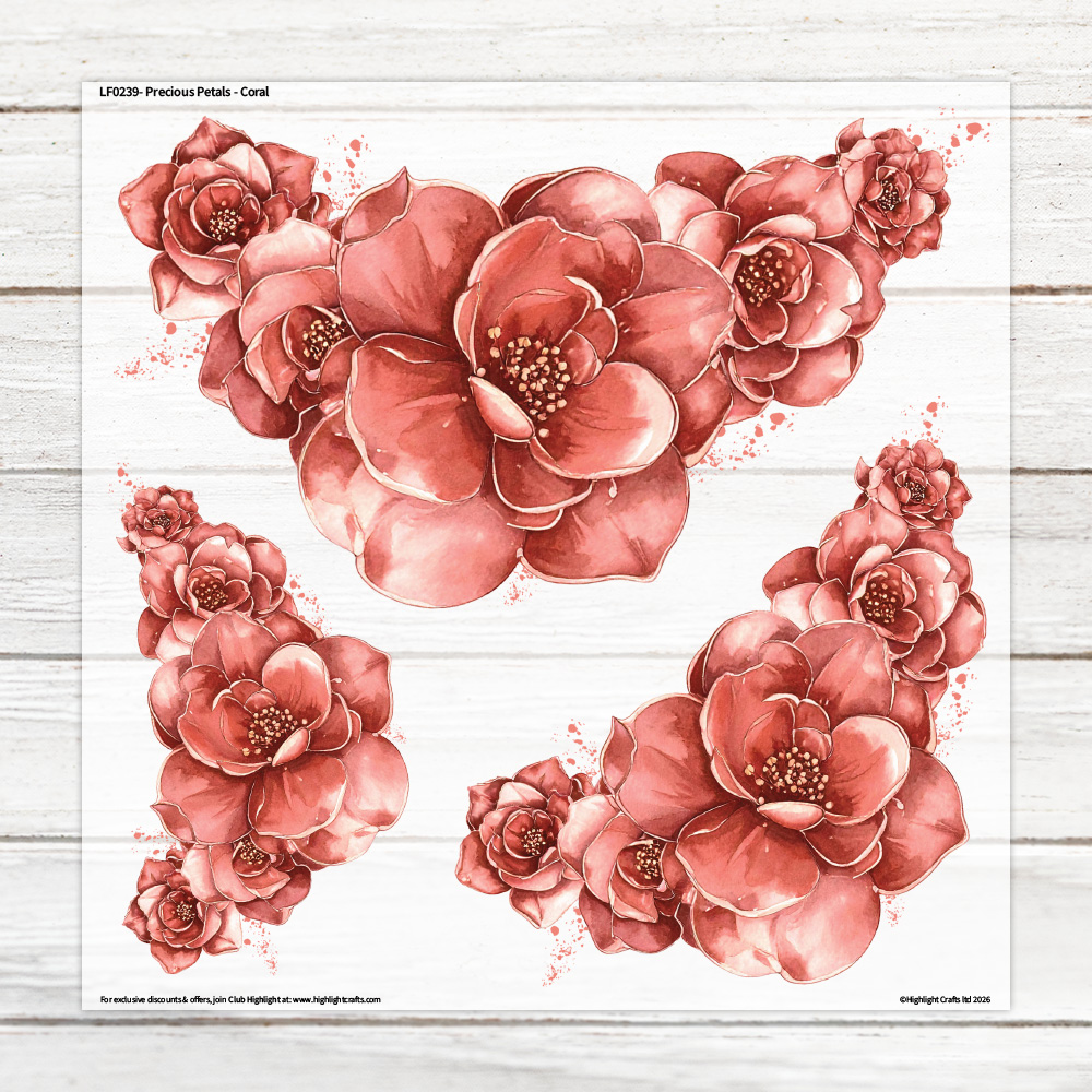 Highlight Luxe Precious Petals Coral Large Heat Transfer Sheet