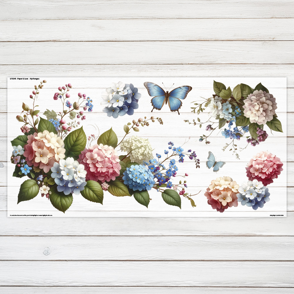 Highlight Luxe Paper & Lace Hydrangea XL Heat Transfer Sheet