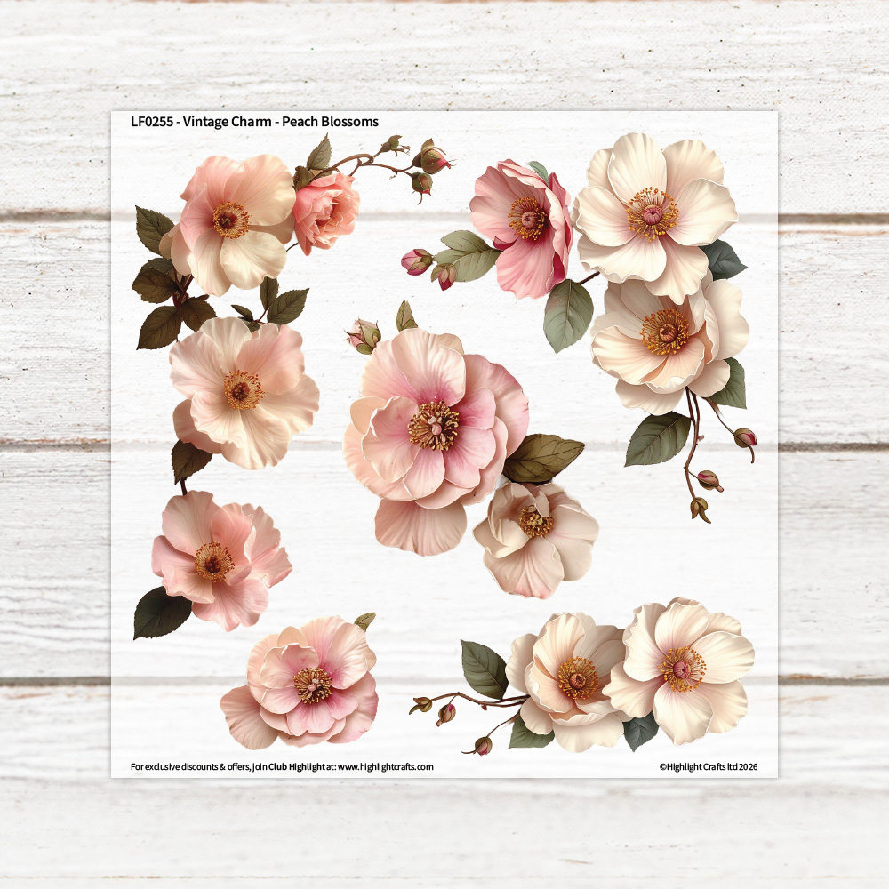 Highlight Luxe Vintage Charm Peach Blossoms Heat Transfer Sheet