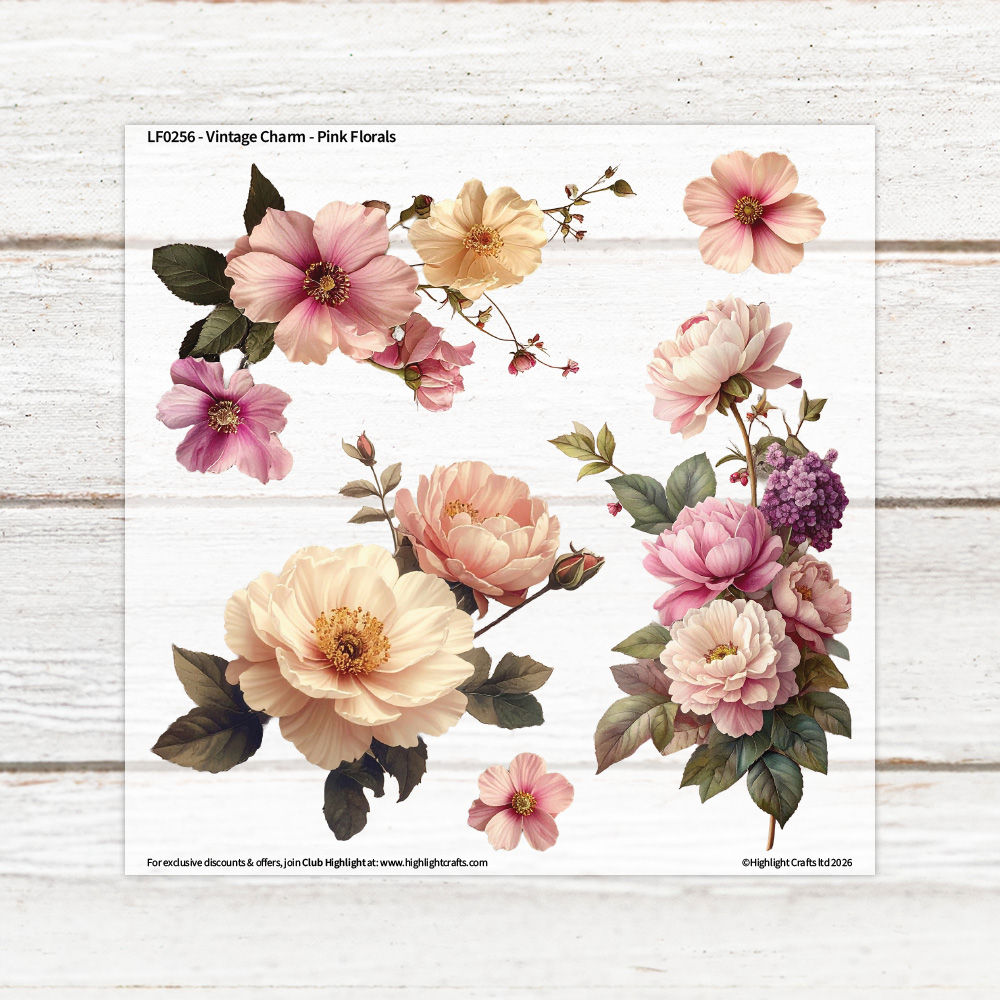 Highlight Luxe Vintage Charm Pink Florals Heat Transfer Sheet