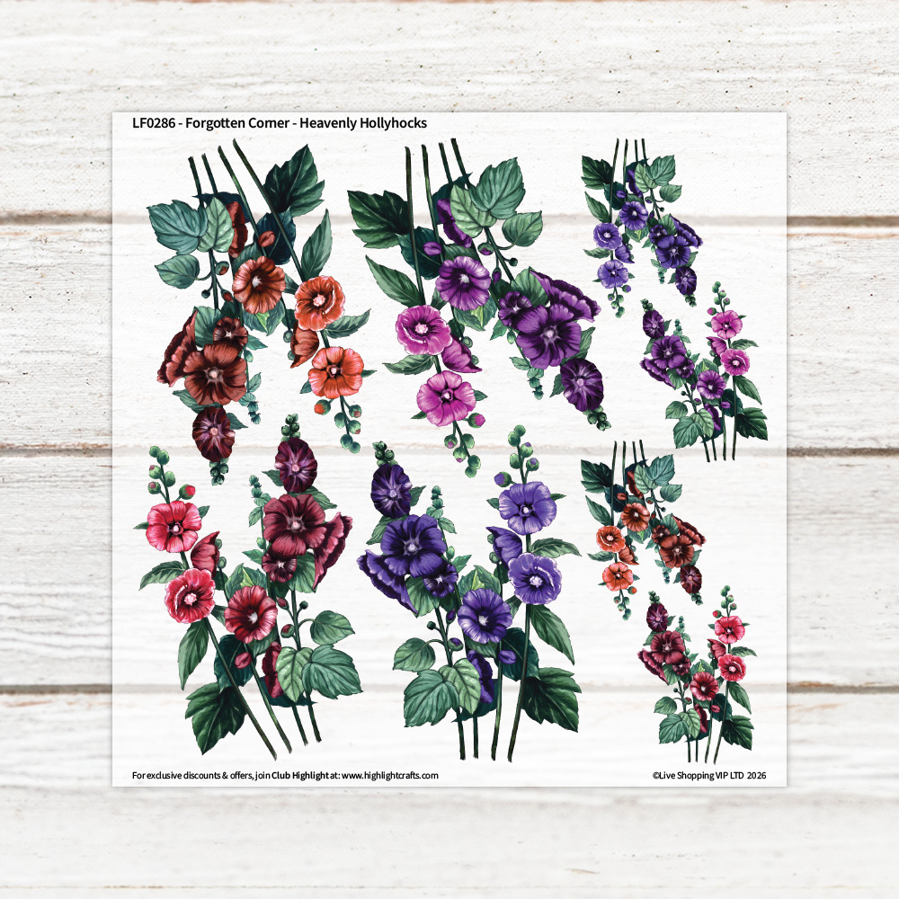 Highlight Luxe Forgotten Corner Heavenly Hollyhocks Heat Transfer Sheet