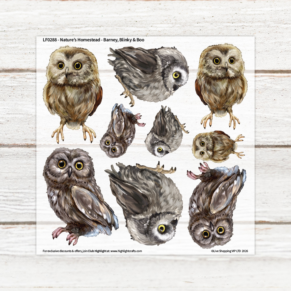 Highlight Luxe Nature's Homestead Barney, Blinky & Boo Heat Transfer Sheet