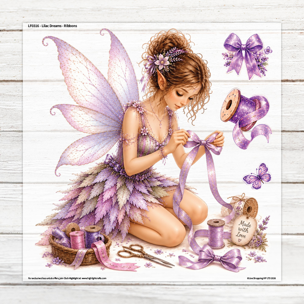 Highlight Luxe Lilac Dreams Ribbons Large Heat Transfer Sheet