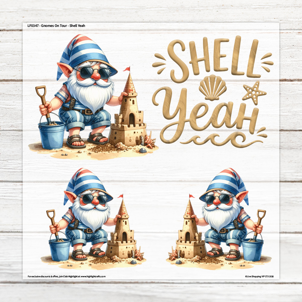Highlight Luxe Gnomes On Tour - Shell Yeah Large Heat Transfer Sheet