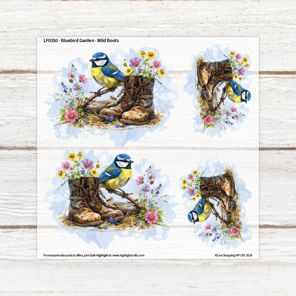 Highlight Luxe Bluebird Garden Wild Boots Heat Transfer Set