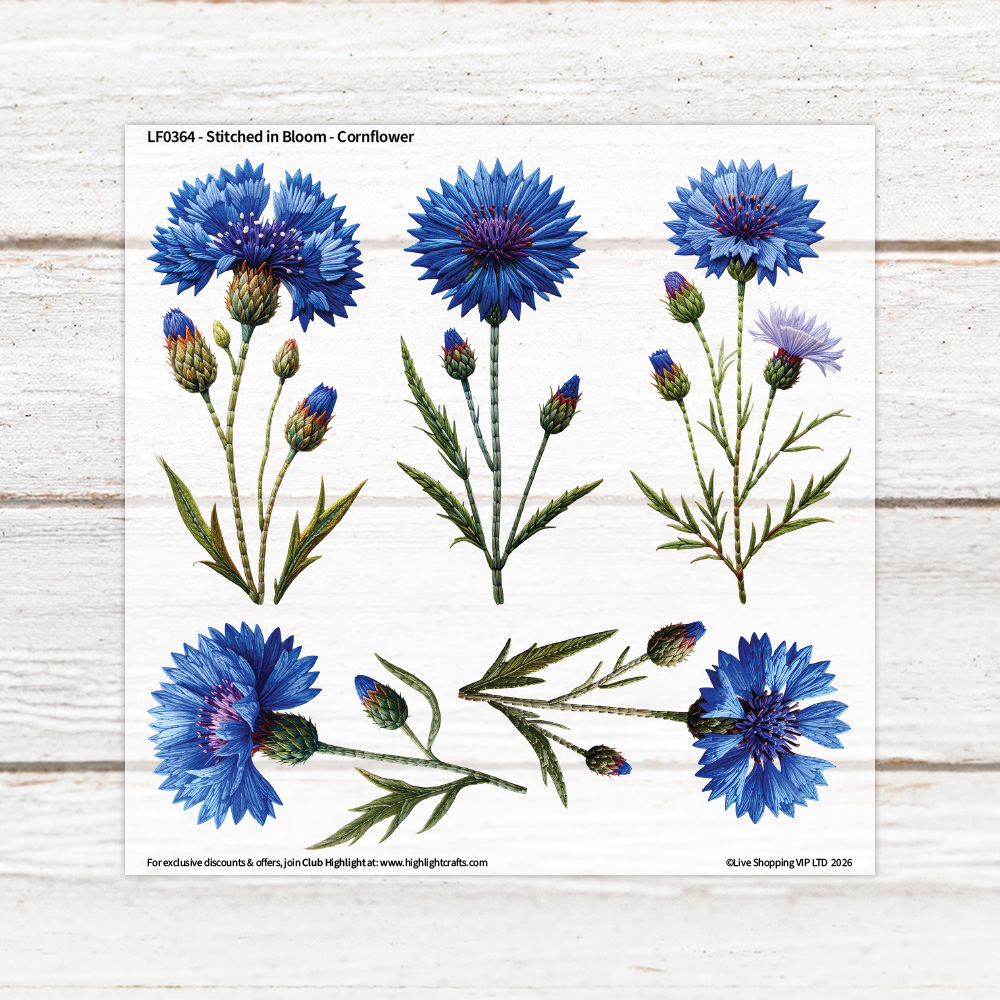 Highlight Luxe Stitched in Bloom Cornflower Heat Transfer Sheet