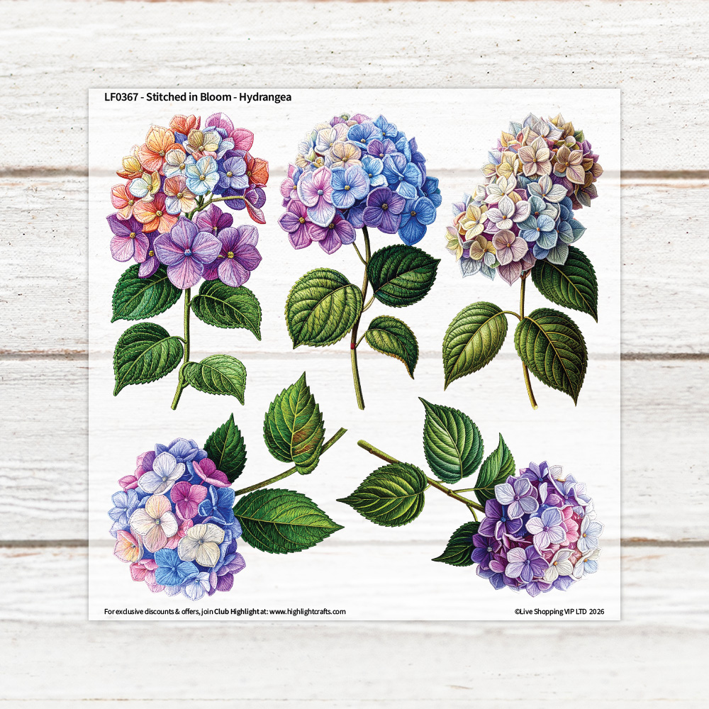 Highlight Luxe Stitched in Bloom Hydrangea Heat Transfer Sheet