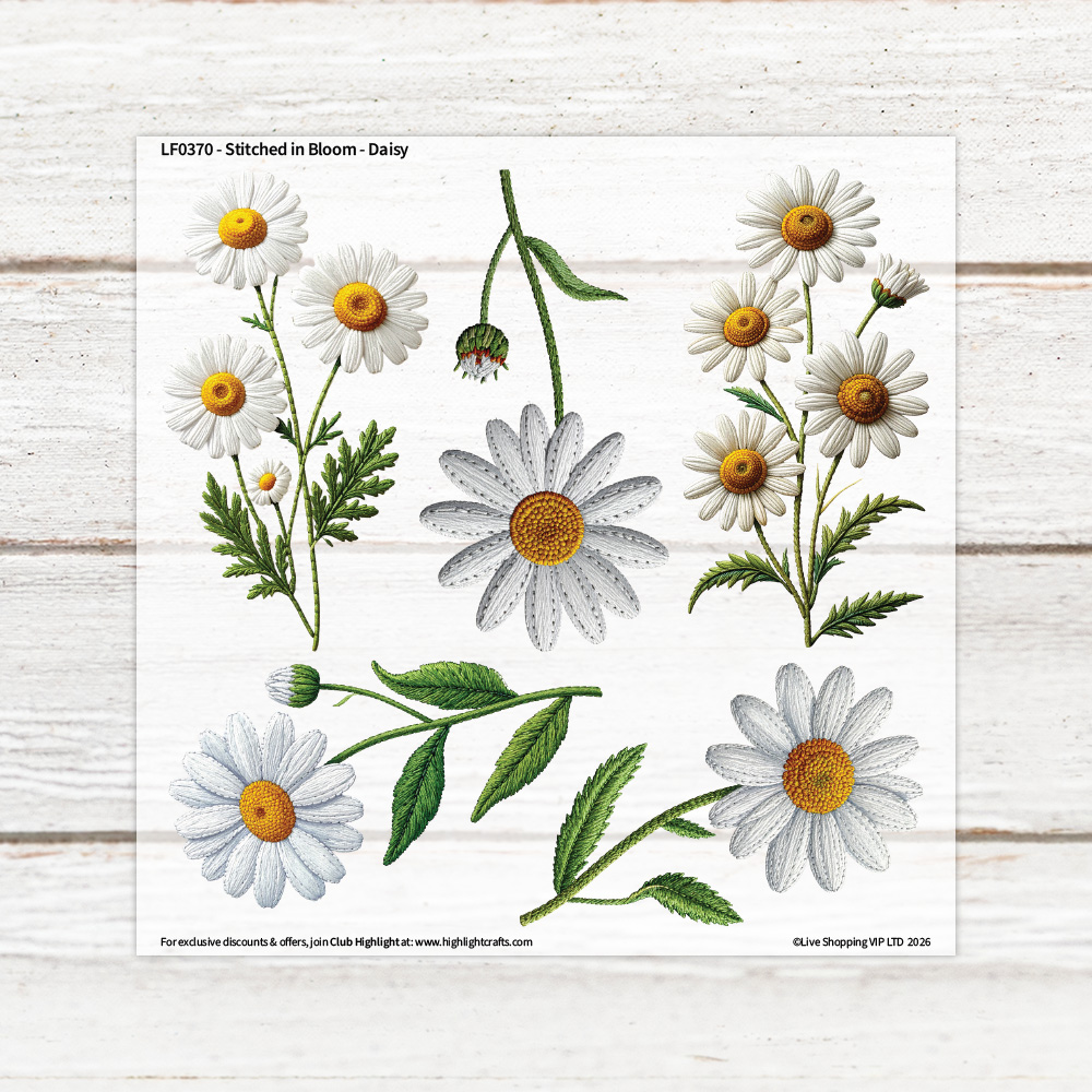 Highlight Luxe Stitched in Bloom Daisy Heat Transfer Sheet