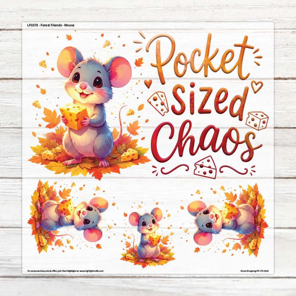 Highlight Luxe Forest Friends Mouse Large Heat Transfer Sheet