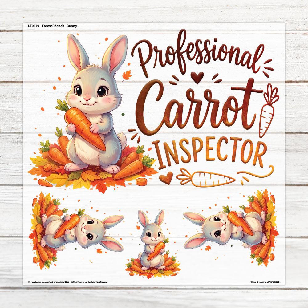 Highlight Luxe Forest Friends Bunny Large Heat Transfer Sheet
