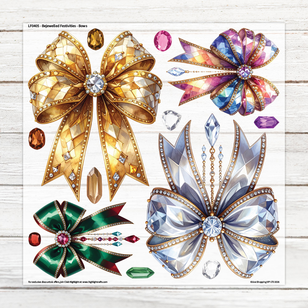 Highlight Luxe Bejewelled Festivities Bows Large Heat Transfer Sheet