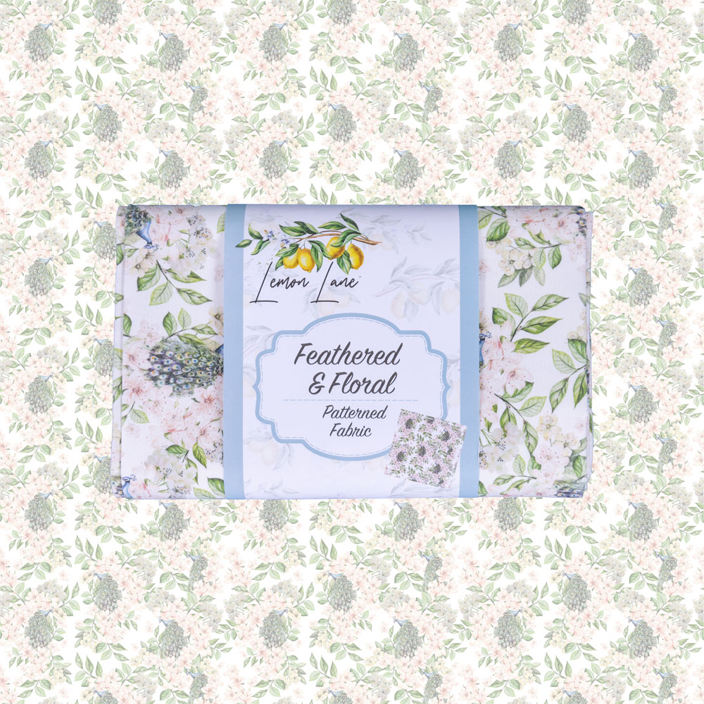 Lemon lane Feathered & Floral Patterned Fabric