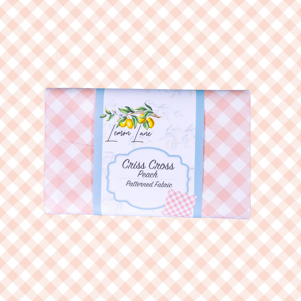 Lemon Lane Criss Cross Peach Patterned Fabric