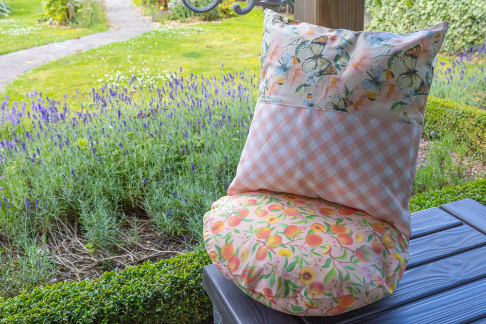 Lemon Lane Criss Cross Peach Patterned Fabric - Image 3
