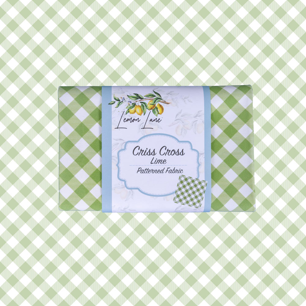 Lemon Lane Criss Cross Lime Patterned Fabric